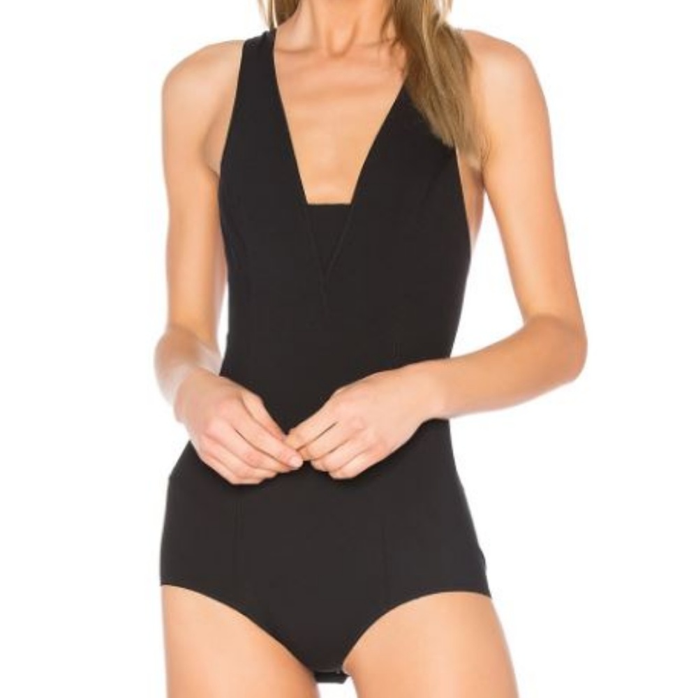 Rag & Bone Elle v-neck cross-back black bodysuit